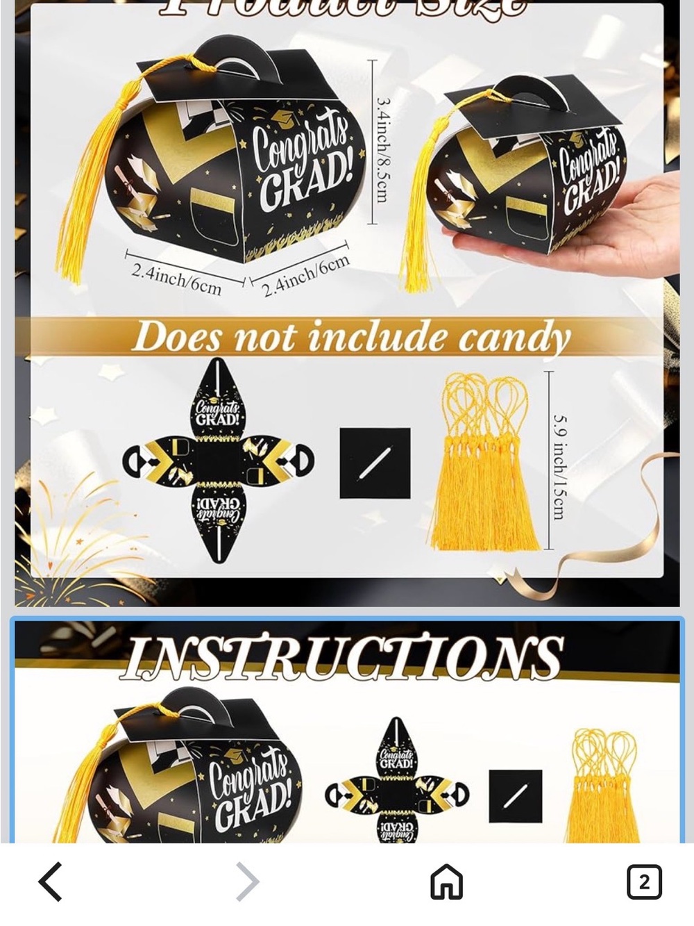 ***2/$15*** 24 pcs graduation cap candy box